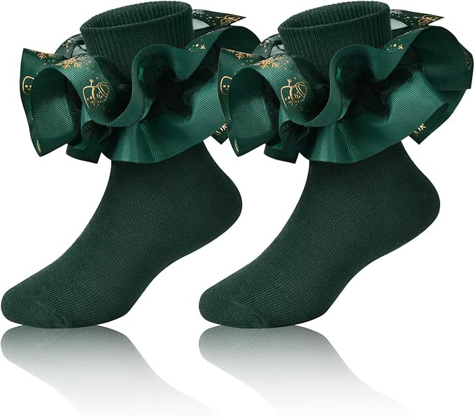 Toddler Lace Ruffle Socks with Cute Snowflake Polka Dot Ruffle Socks for Girls Turn Cuff Frilly D... | Amazon (US)