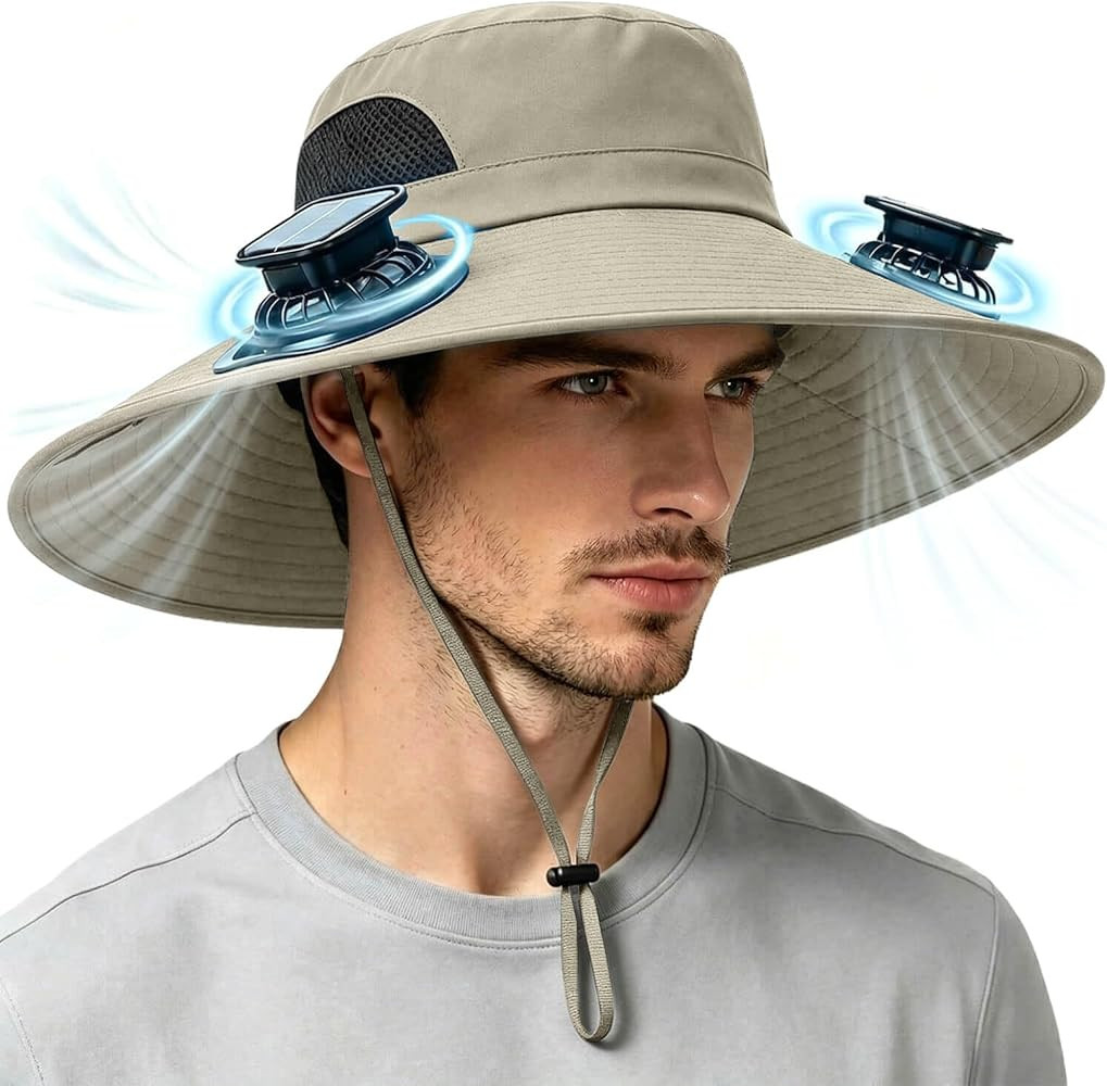 Solar Powered Fan Hat for Men Women Wide Brim Hat with 2 Fans UPF 50+ Outdoor Fishing Beach Sun H... | Amazon (US)