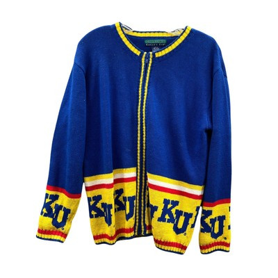Kansas Jayhawks Collegiate Eagles Eye Sweater Mens Small Zip Up Long Sleeve Blue  | eBay | eBay US