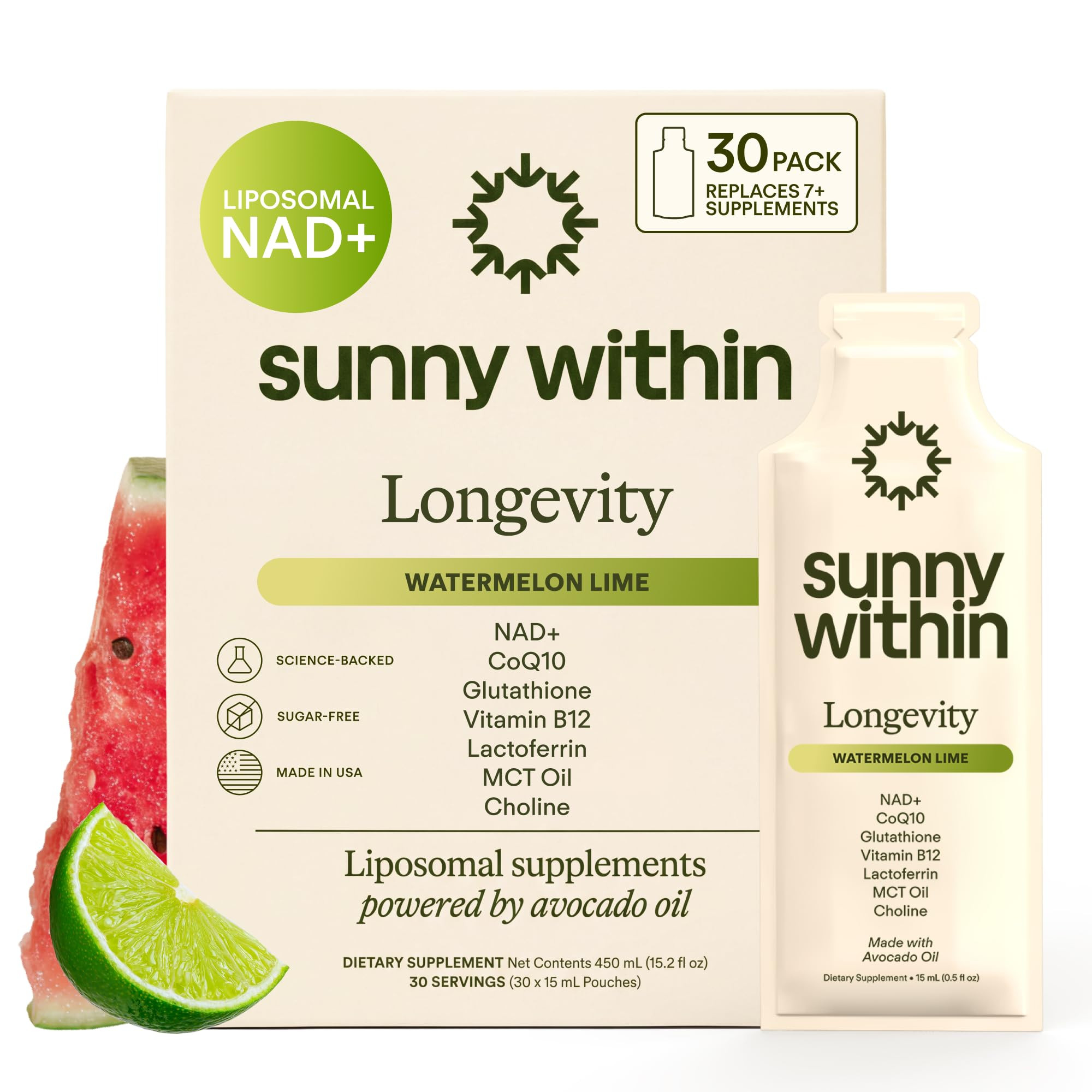 Liposomal Glutathione Supplement NAD+ Longevity Mix w/Liquid NAD+, CoQ10, B12, MCT & Avocado Oil ... | Amazon (US)