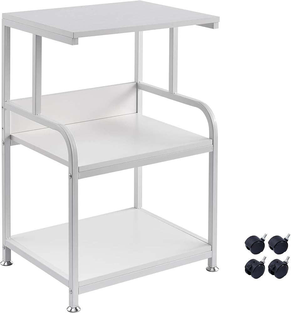 Fannova White Printer Stand, 3 Shelf Printer Table with Wheels, Rolling Printer Cart for Home Office | Amazon (US)