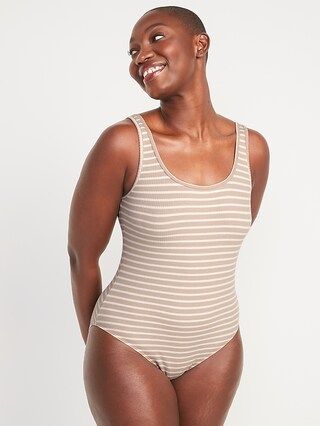 Scoop-Neck Striped Rib-Knit Bodysuit for Women | Old Navy (US)