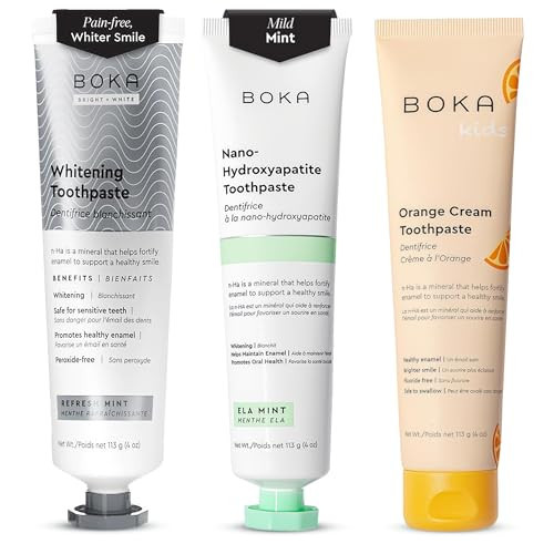 Boka Fluoride Free Toothpaste - Nano Hydroxyapatite, Remineralizing, Sensitive Teeth, Whitening - Dentist Recommended for Adult, Kids - Ela Mint, Coco Ginger and Orange Cream Orange Cream - 4oz | Amazon (US)