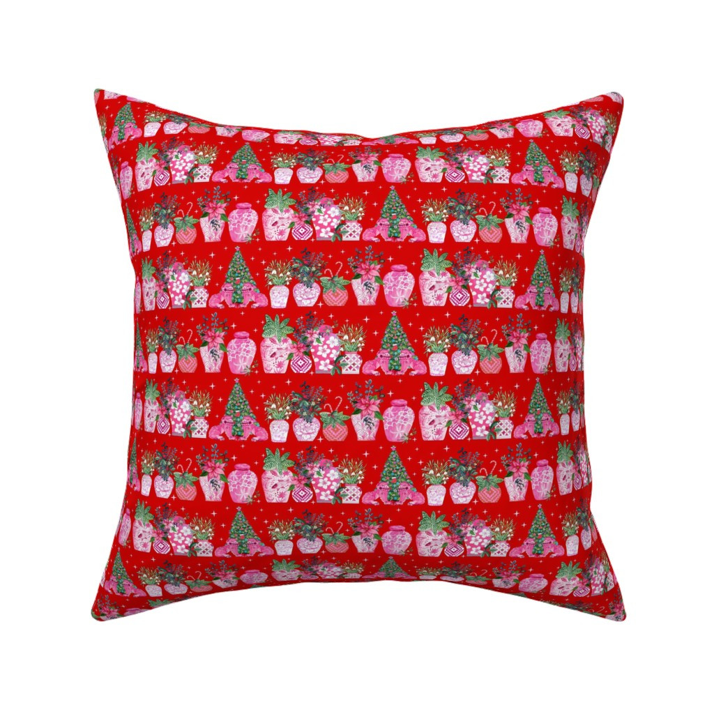 Vintage Vase Christmas plants and Christmas trees Throw Pillow | Spoonflower | Spoonflower