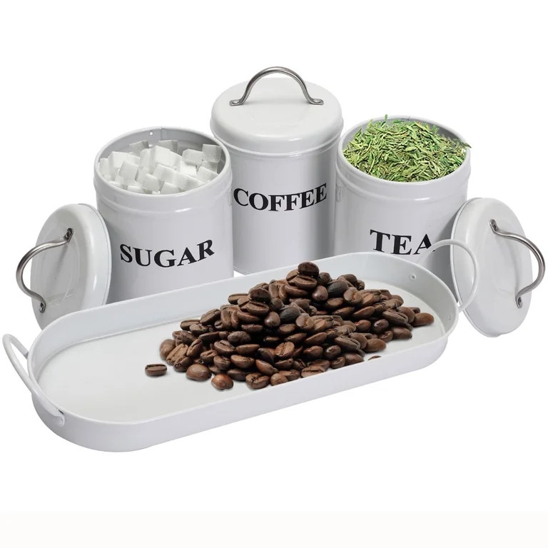 Pethiy Tea Coffee Sugar Canister Set,Airtight Food Storage Canister,Vintage, Farmhouse Metal Cont... | Walmart (US)