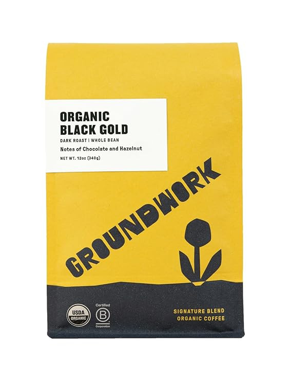 Groundwork Certified Organic Whole Bean Coffee, Black Gold, 12 oz Bag | Amazon (US)