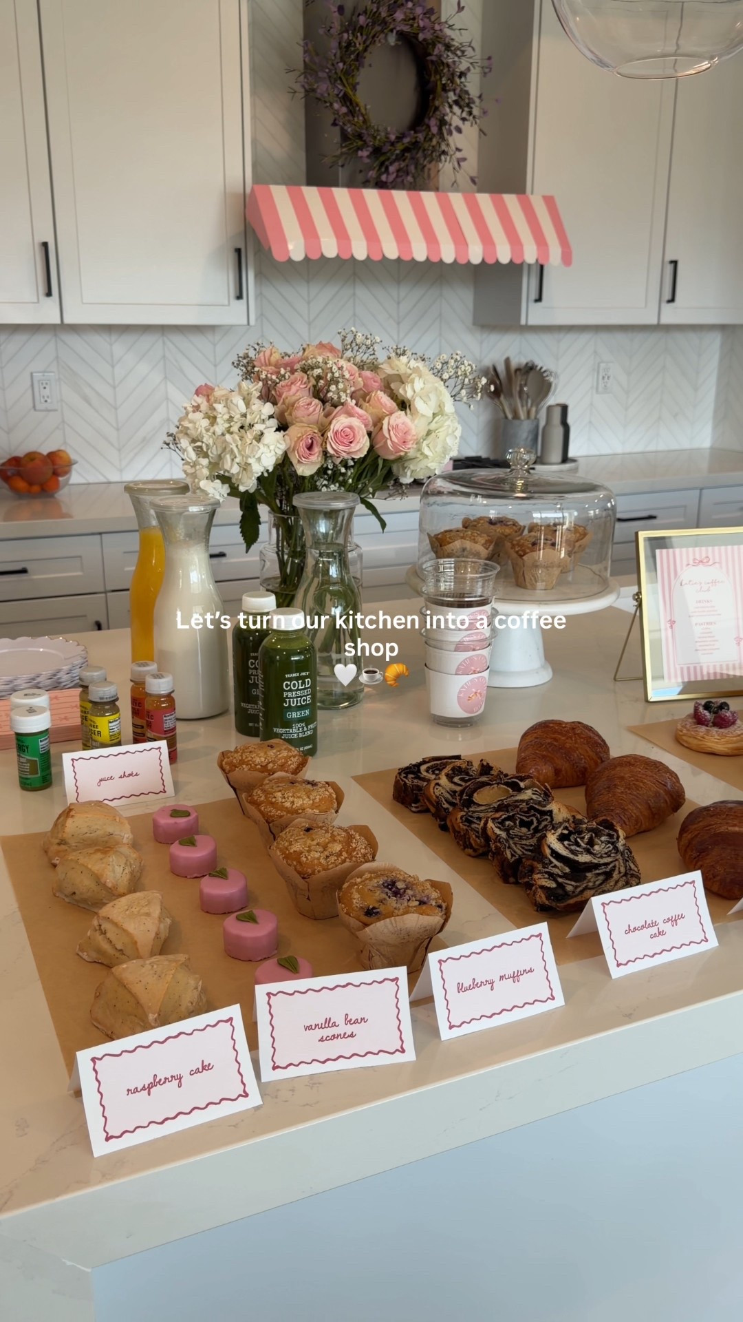 Turned our kitchen into a coffee shop! We made custom coffee cup labels and made a custom drink menu too! A fun way to host brunch at home 🤍☕️🥐💐

#LTKHome #LTKvlog