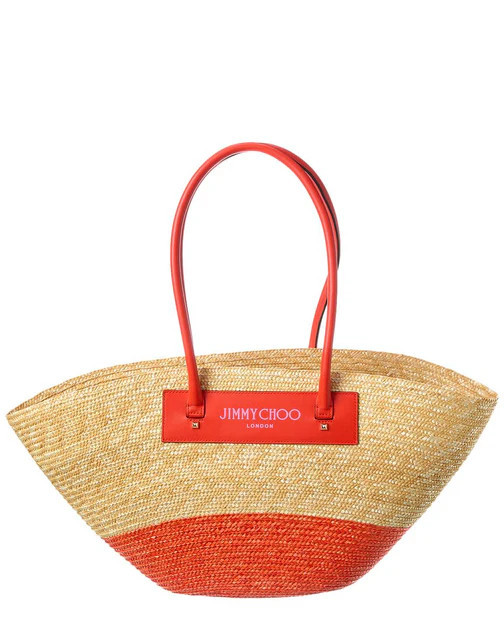 Jimmy Choo Beach Raffia & Leather Basket Tote | Shop Simon