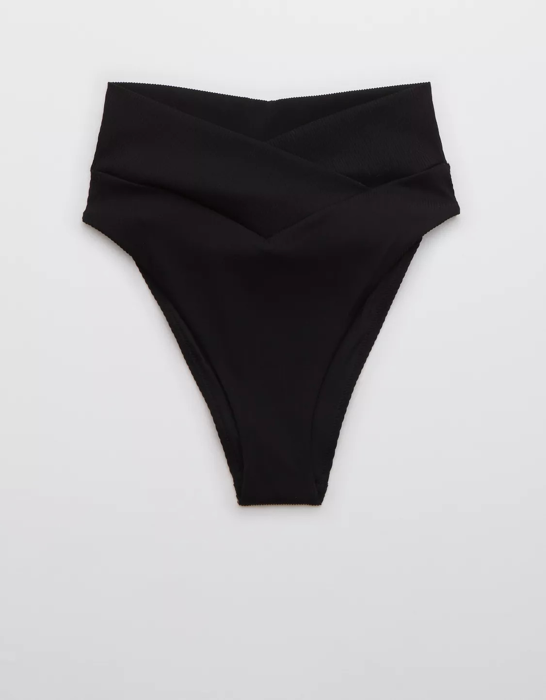 Aerie Ribbed Crossover High Cut Cheeky Bikini Bottom | American Eagle Outfitters (US & CA)