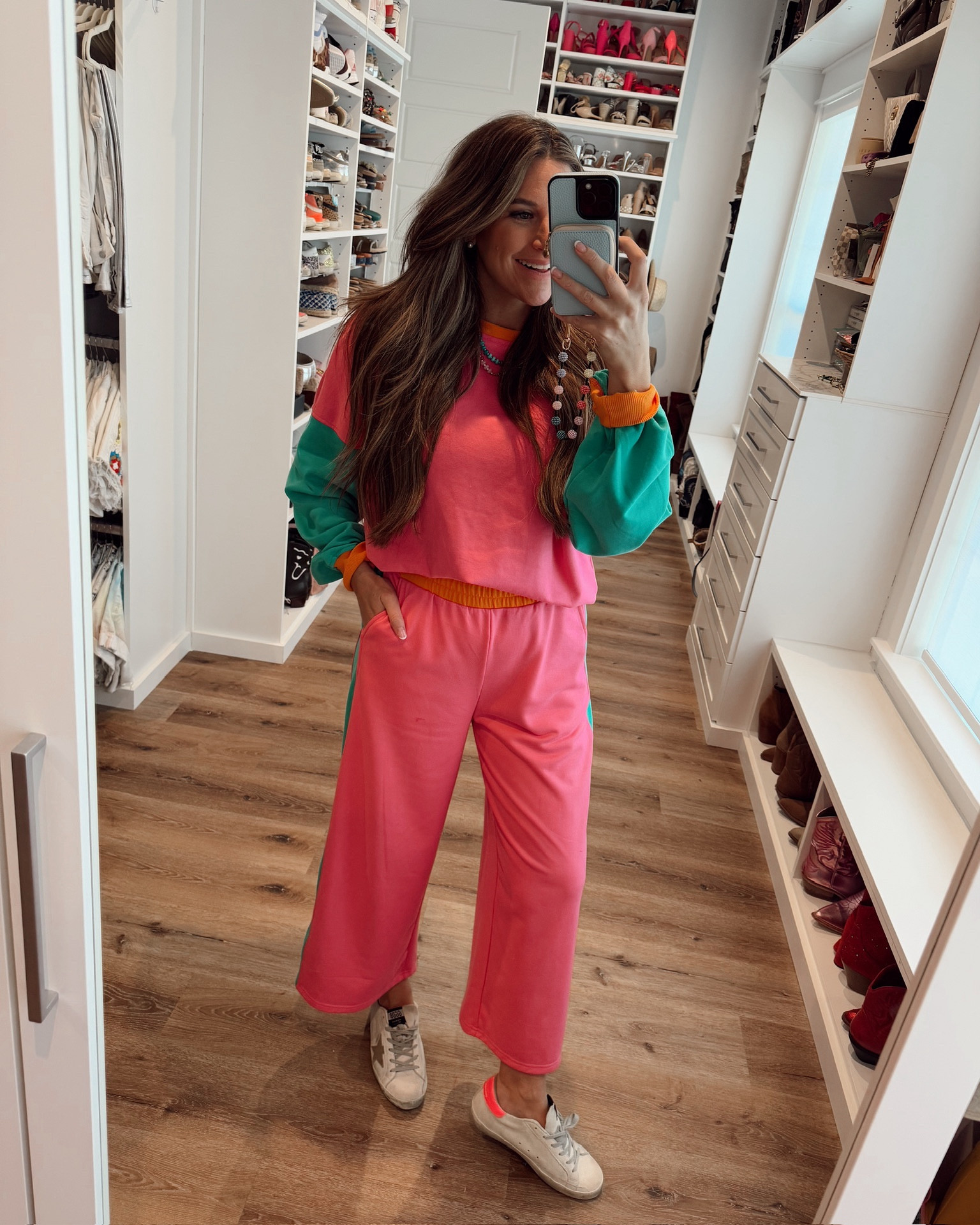 In a large colorblock two piece set and sneakers - fits tts.

#LTKFindsUnder50 #LTKSeasonal #LTKStyleTip