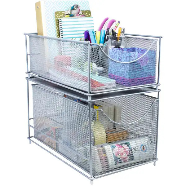 Sorbus Cabinet Organizer Set - Silver Mesh Storage Organizer (2 Piece Set) - Bed Bath & Beyond - ... | Bed Bath & Beyond