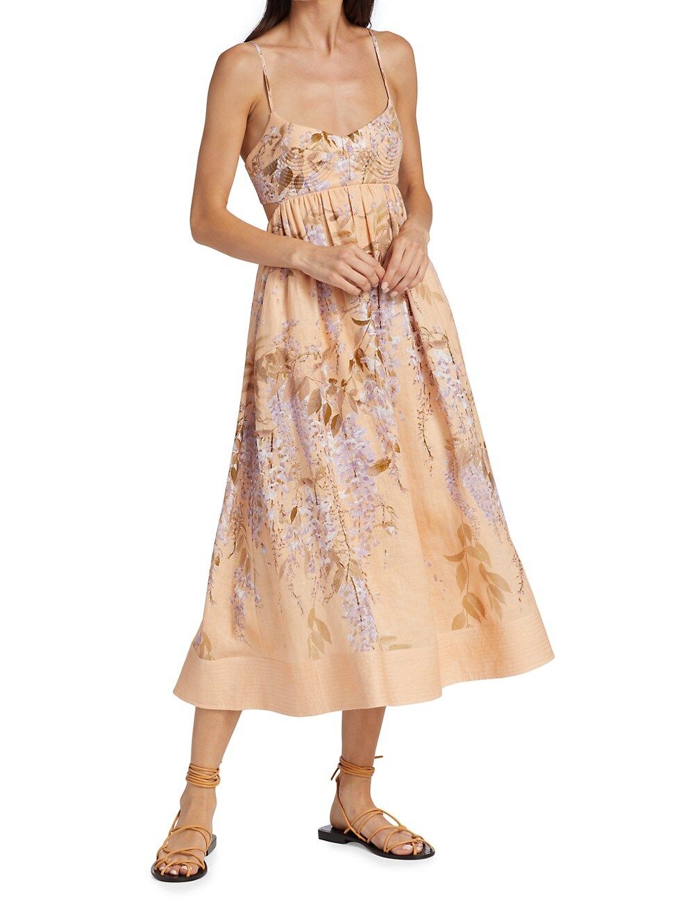 Linen Floral Midi Dress | Saks Fifth Avenue