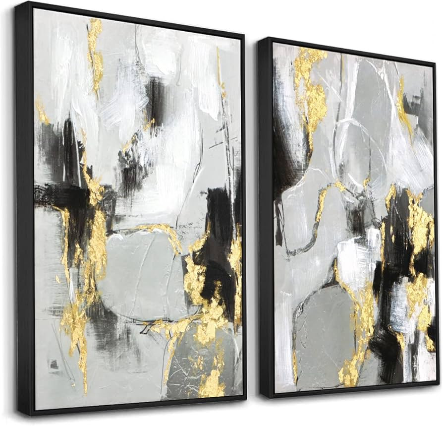 Zessonic Black and Gold Abstract Wall -Art Decor- 2 Pack 16 x 24 inches Black and White Canvas Wa... | Amazon (US)
