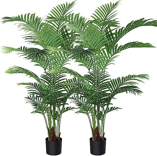 Fopamtri Artificial Areca Palm Plant 5 Feet Fake Palm Tree with 17 Trunks Faux Tree for Indoor Ou... | Amazon (US)