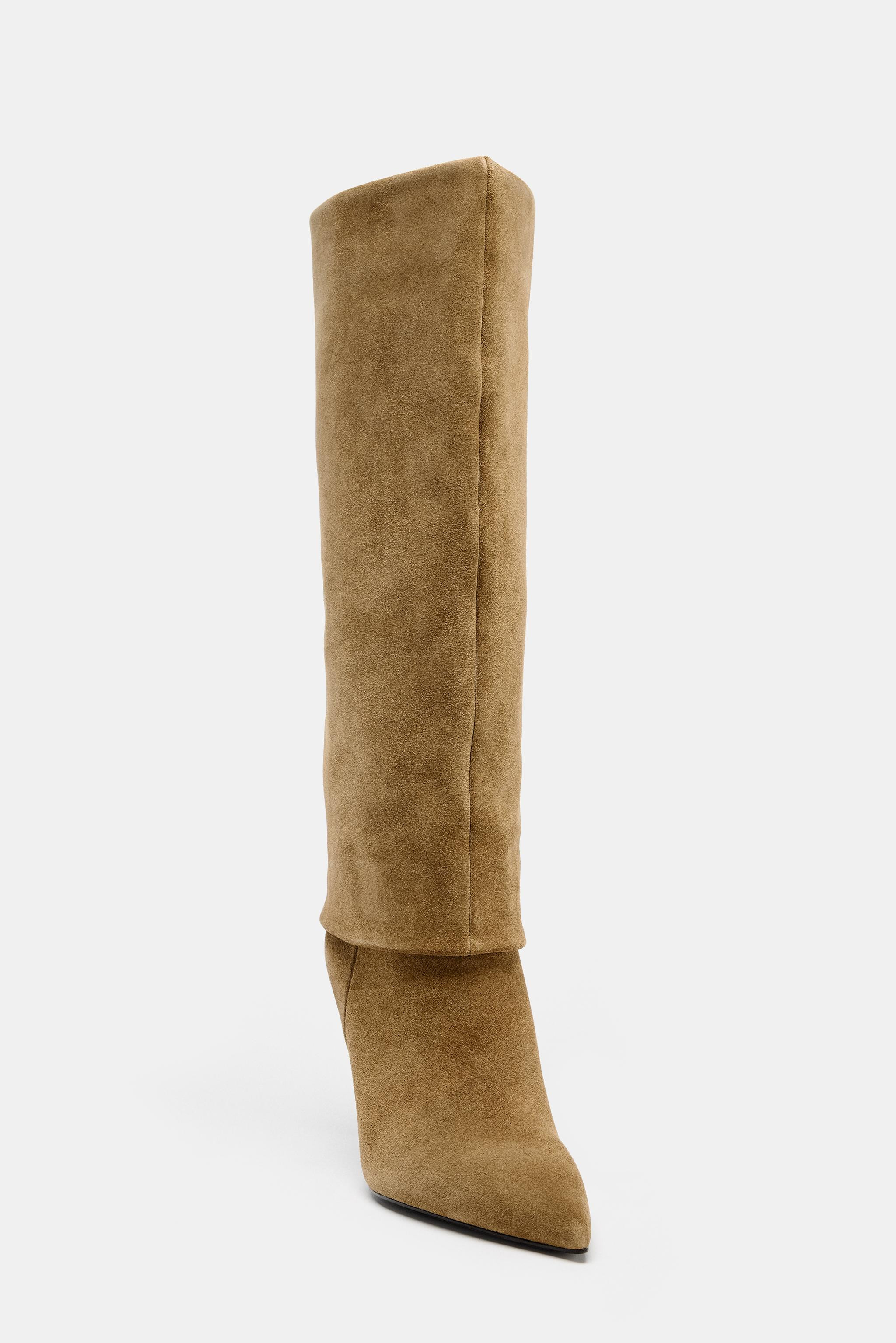 SPLIT LEATHER HEELED BOOTS | Zara US