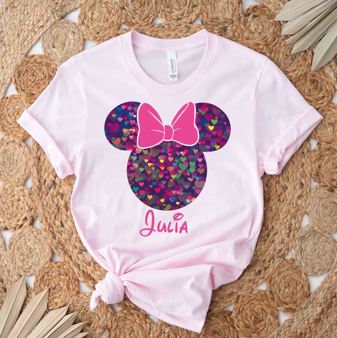 Bokeh Heart Minnie Disney Personalized Shirt, Minnie Name Shirt, Colorful Disney Shirt, Custom Di... | Etsy (US)