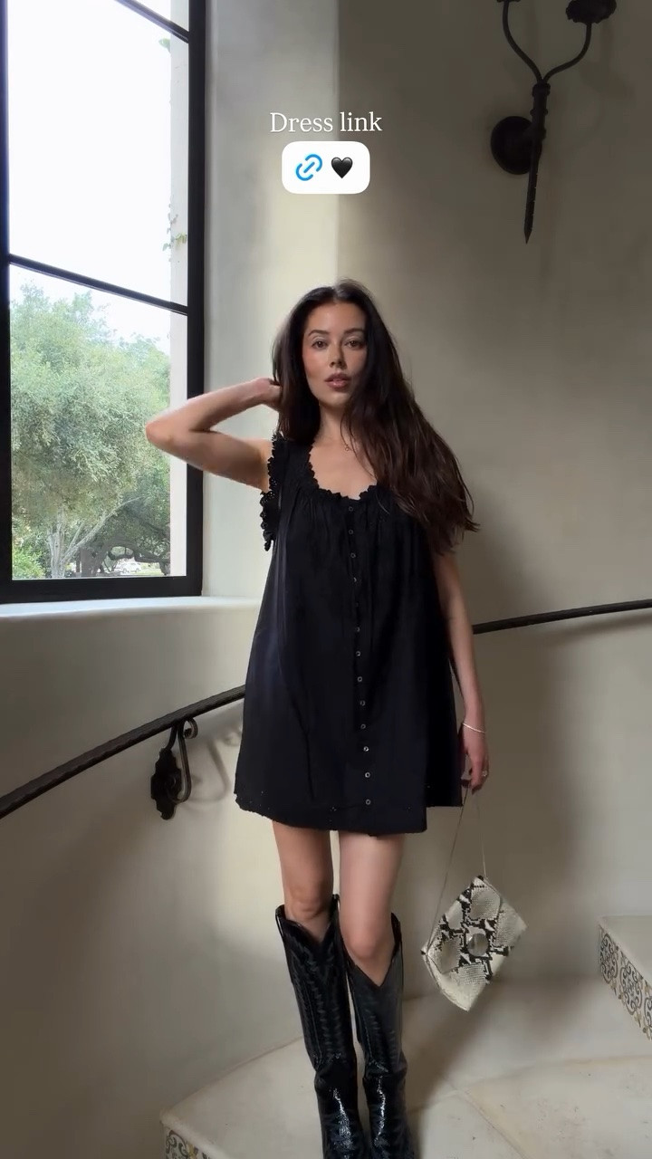 @doen black dress @khaite bag and cowgirl boots 🤍 Linked my bag in black and similar!

#LTKootd #LTKSeasonal