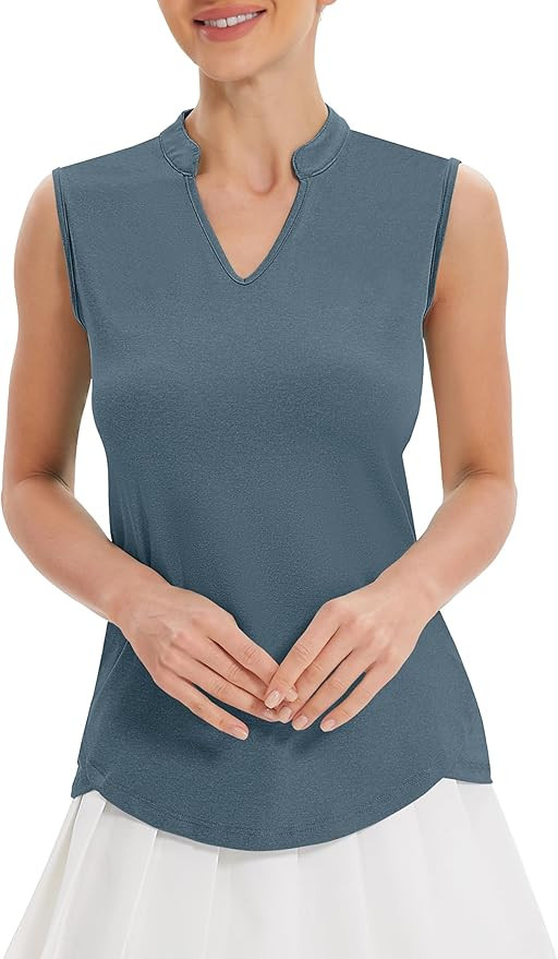 Womens Golf Shirt V Neck Sleeveless Polo Shirts Athletic Tennis Tank Tops Moisture Wicking Lightw... | Amazon (US)