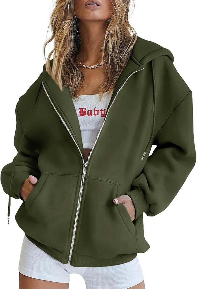 PRETTYGARDEN Women's 2026 Spring Zip Up Y2K Hoodies Casual Long Sleeve Sweatshirts Fall Winter Tr... | Amazon (US)