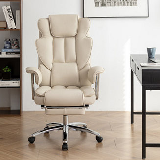 Streamdale Executive Office Chair, Leather, Reclining, Footrest (Beige) | Macy's