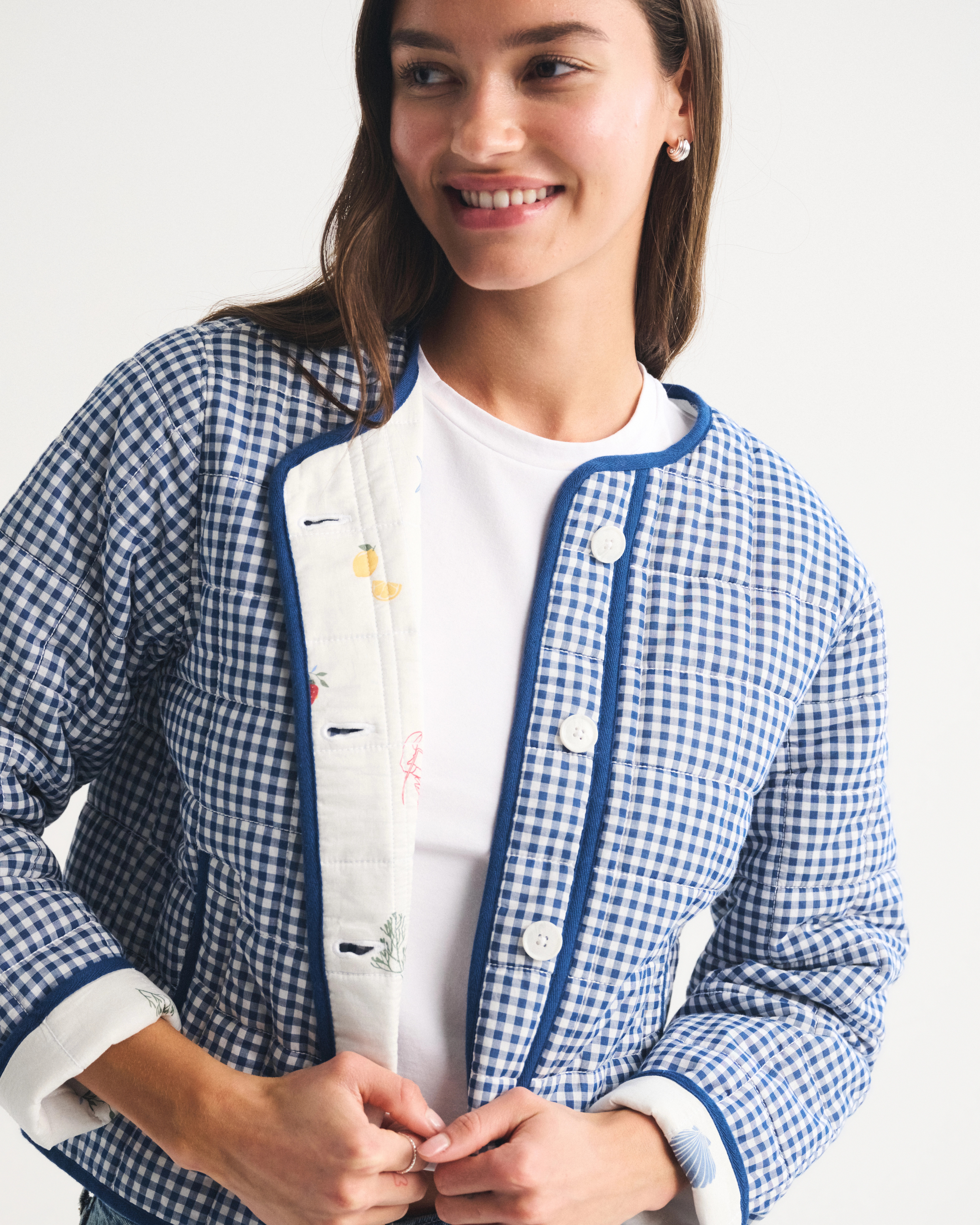 Collarless Quilted Jacket | Abercrombie & Fitch (US)