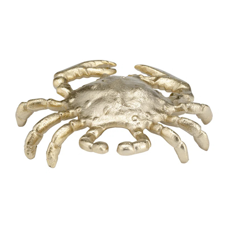 Mercer41 7" Metal Crab Sculpture Contemporary Champagne Gold Decorative Crab Statue Coastal Beach... | Wayfair North America