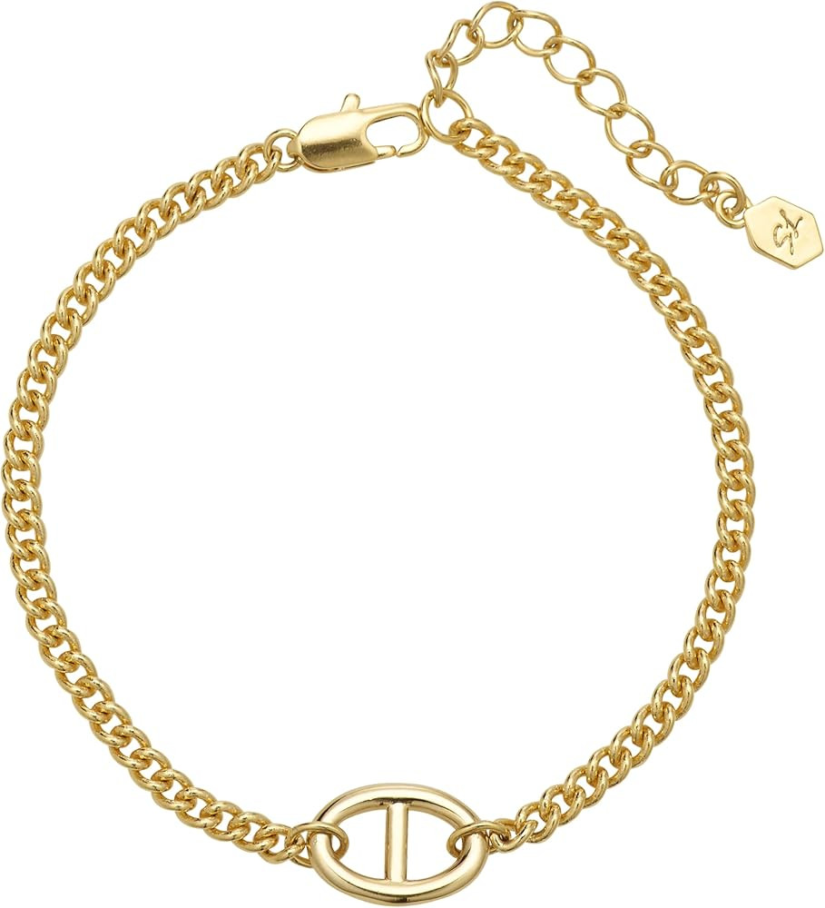 14K Gold Plated Dainty Layered Anchor Chain Bracelet for Women – Adjustable Minimalist Pendant ... | Amazon (US)