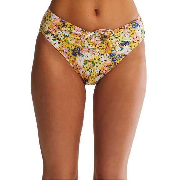 Time and Tru Swim Yellow Floral Printed Cinched Bikini Bottom | Poshmark