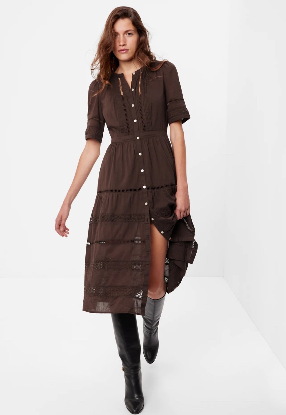 Lace button up clearance dress