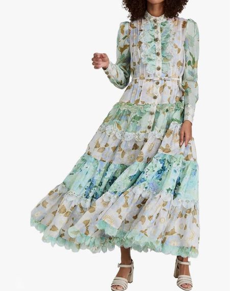 Zimmerman look alike dress!! Beautiful tiered floral dress, would be a great wedding guest dress! #amazonfind #zimmermanlookalike #summerdress #floraldress #summerstyle #weddingguestdress