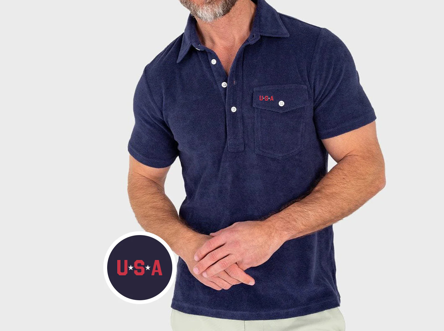 Limited Edition Terrycloth Players Shirt - USA - Navy | Criquet Apparel