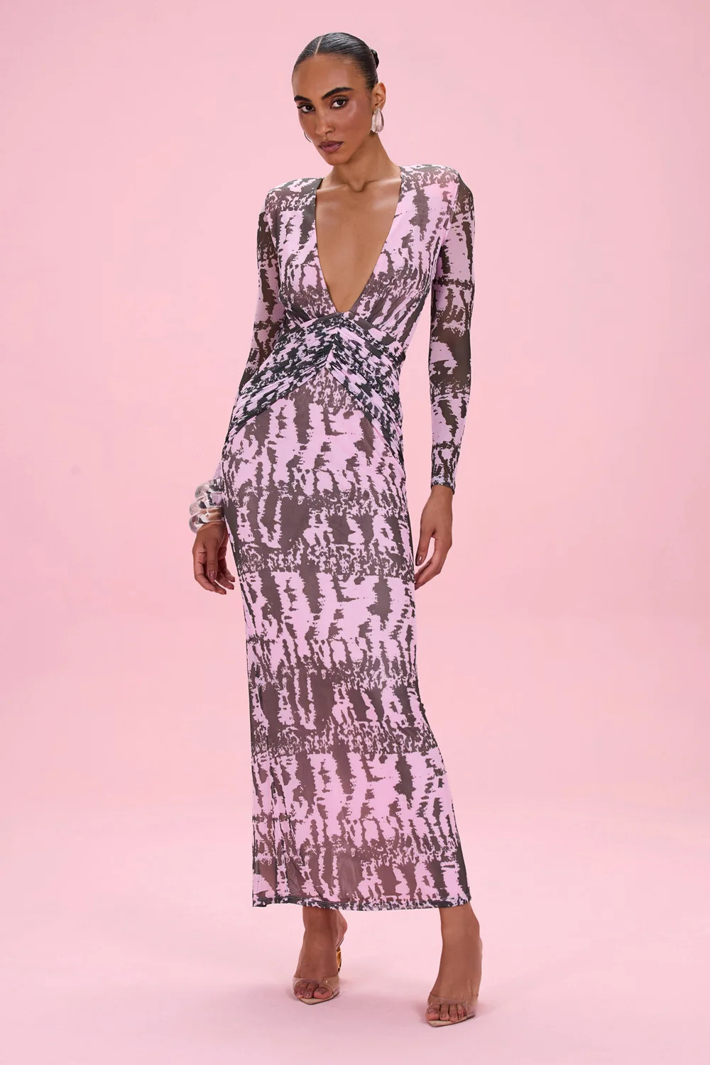 BOTANIC STRIPE PLUNGE MAXI DRESS | PatBO
