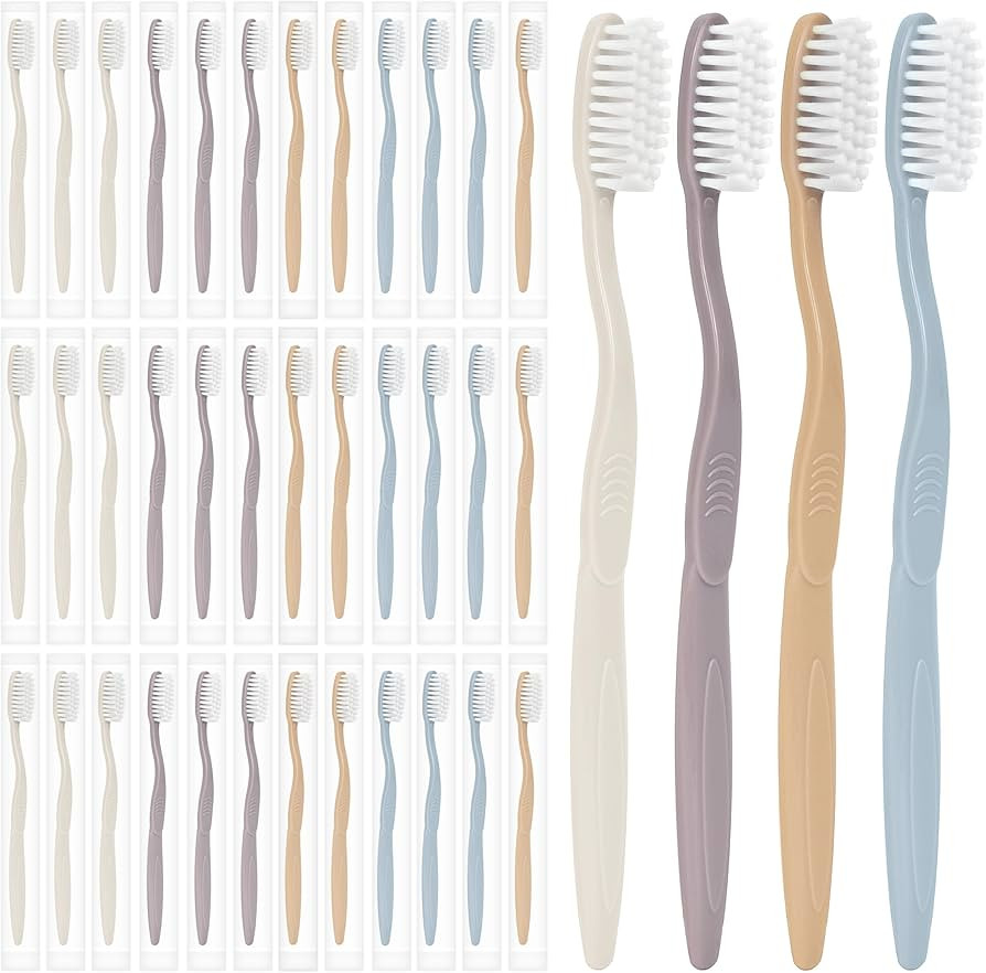 40-Pack Individually Wrapped Toothbrushes with Tongue Scraper | Bulk Soft Bristle Toothbrush Set ... | Amazon (US)