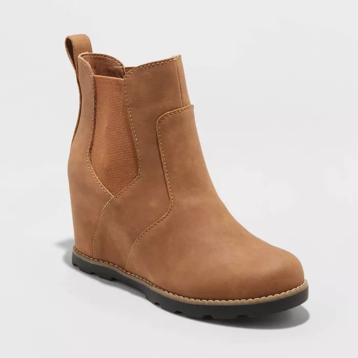 Women's Cassie Faux Leather Wedge Booties - Universal Thread™ | Target