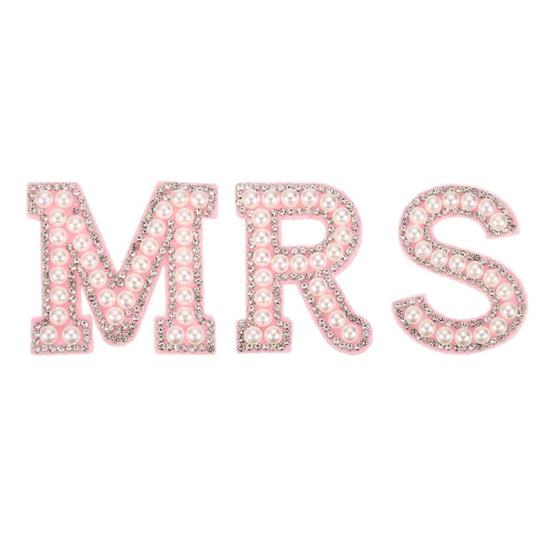 Uxcell 3 Pcs Letter Iron on Patches,1.8" Pearl Rhinestone Letter MRS Patch Glitter Alphabet Fabri... | Walmart (US)