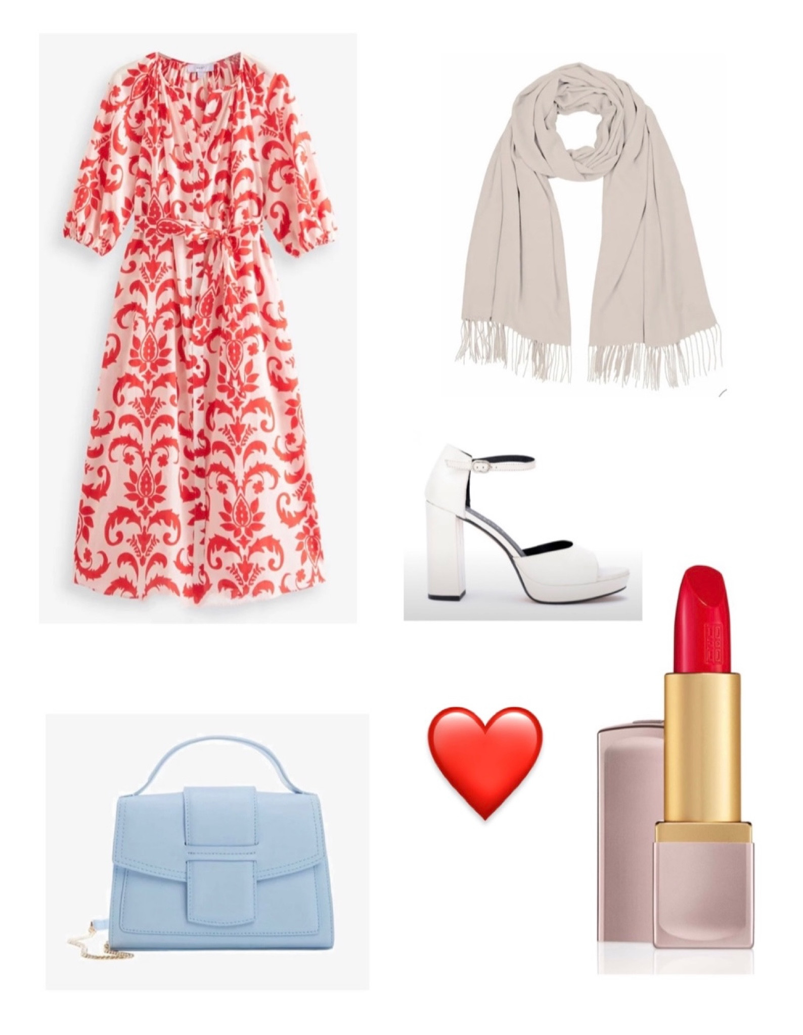 A red floral dress looks Summer fresh with white heels, a blue bag, a pashmina for cool evenings and a red lipstick completes the look!

#LTKstyletip #LTKeurope #LTKSeasonal