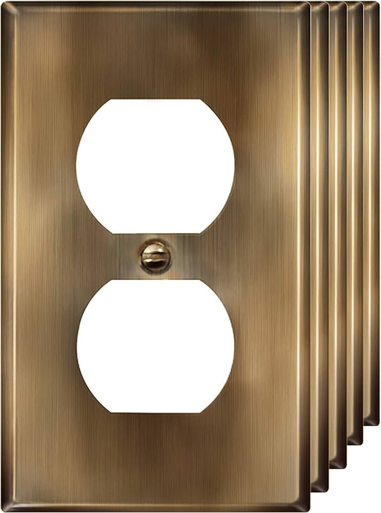 ENERLITES Duplex Receptacle Outlet Metal Wall Plate, Stainless Steel Outlet Cover, Corrosion Resi... | Amazon (US)