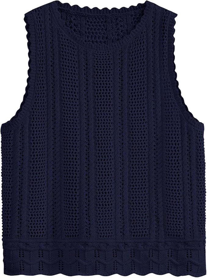 KIRUNDO Beach Vacation Clothes for Women Spring Summer Crochet Sweater Vest Tank Tops Cover Ups R... | Amazon (US)