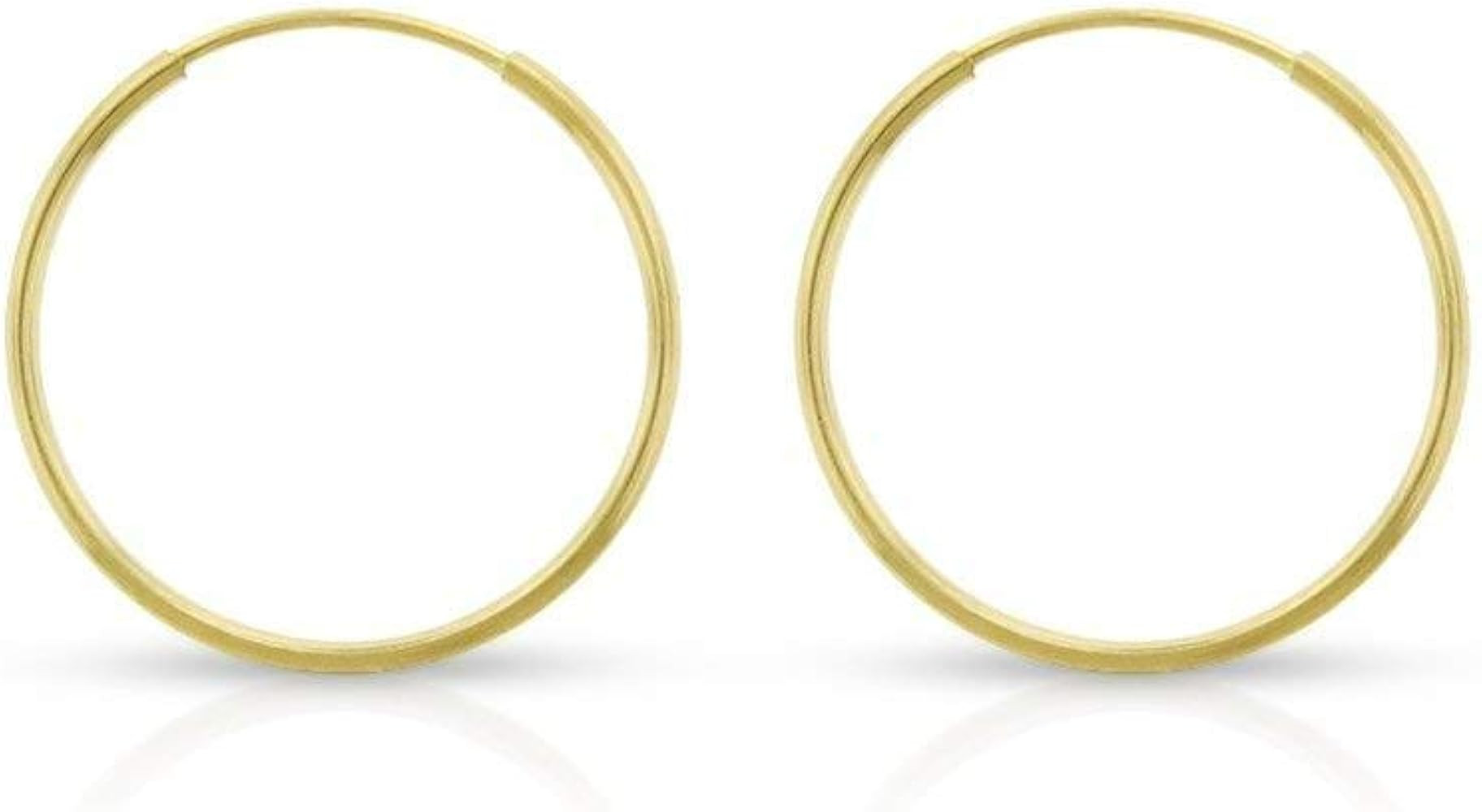 14k Solid Gold Endless Hoop Earrings, 14k Gold Thin Hoop Earrings, Cartilage Earrings, Helix Earr... | Amazon (US)