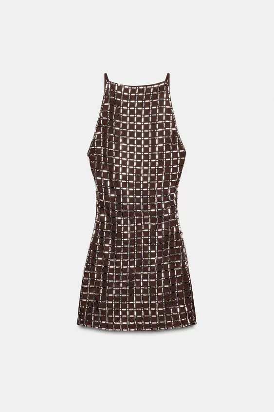 SHORT MESH DRESS WITH SPARKLES | Zara US