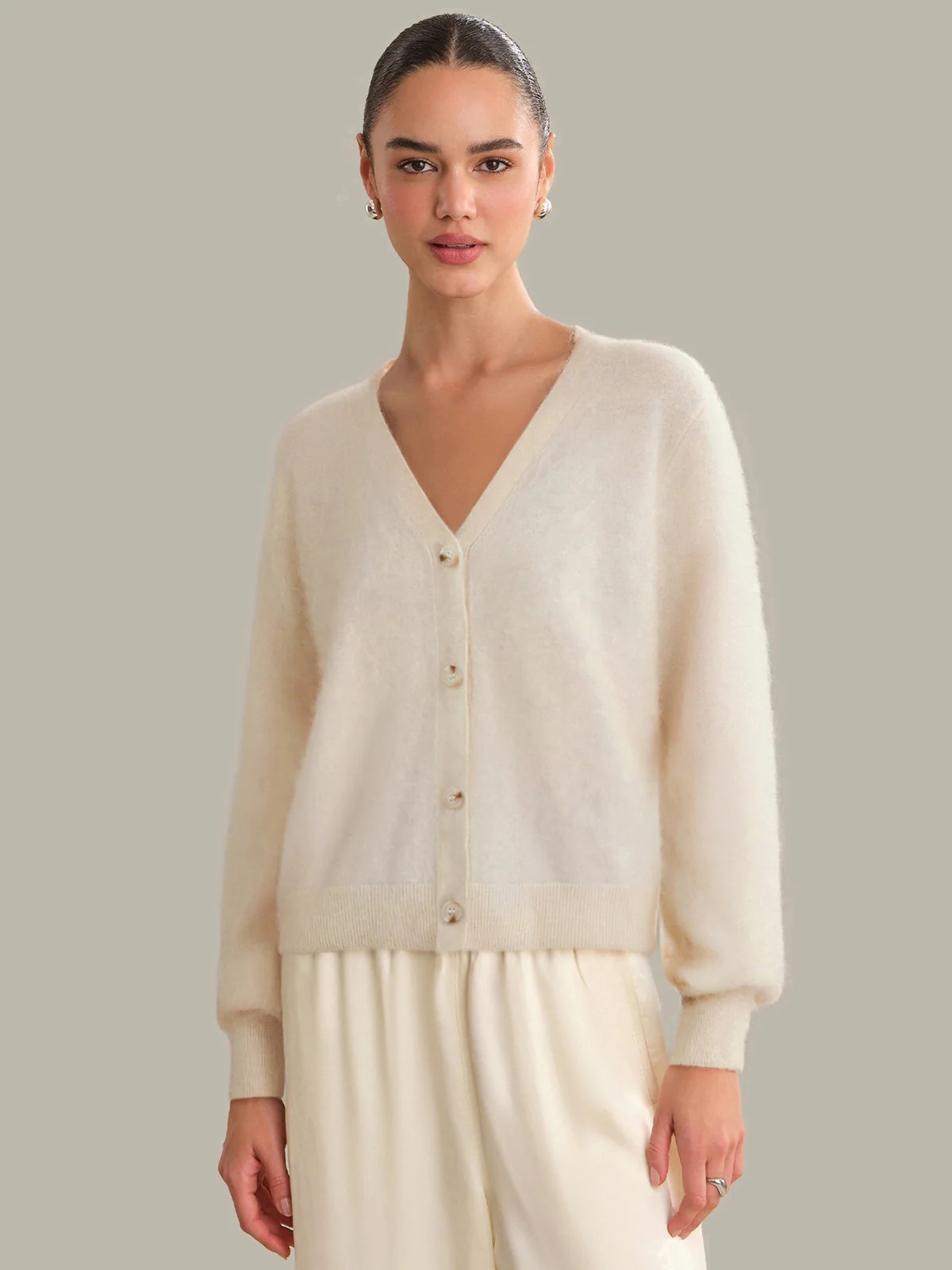 Sally: Brushed 100% Cashmere Cardigan | 525 America