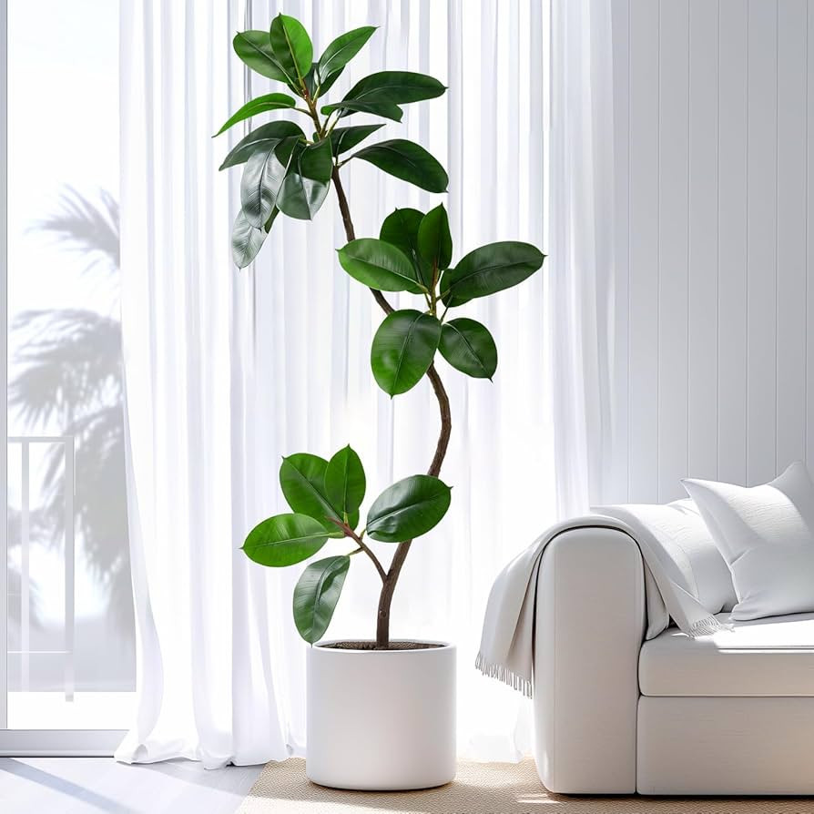 4.6ft Artificial Rubber Tree Faux Plants Indoor Faux Floor Artificial Trees Indoor,Fake Plant Fak... | Amazon (US)