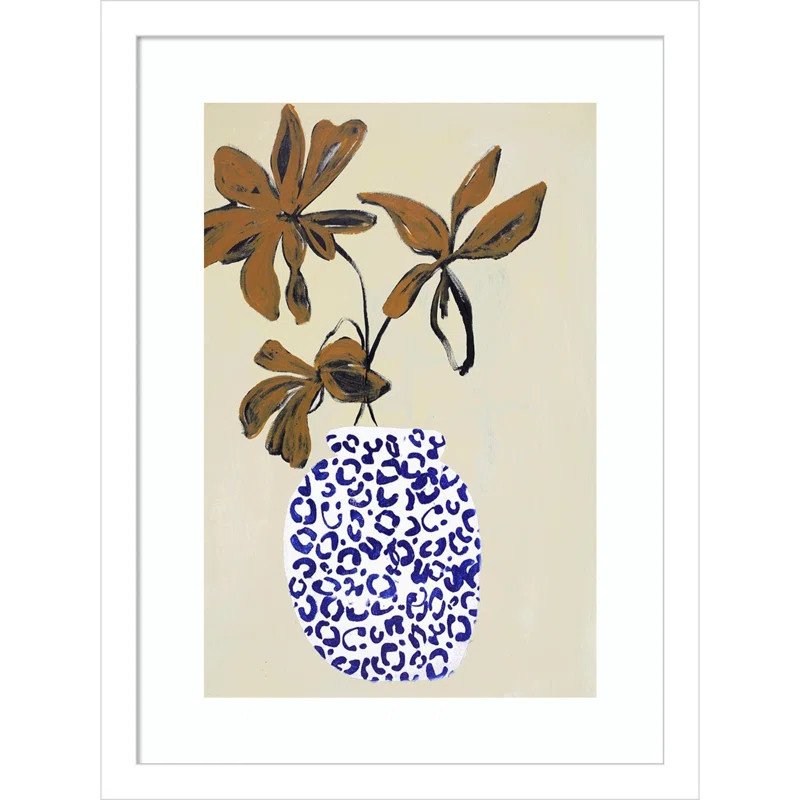 Midford Blue and Brown Floral Ambience Framed on Paper by Design Fabrikken Photograph | Wayfair North America