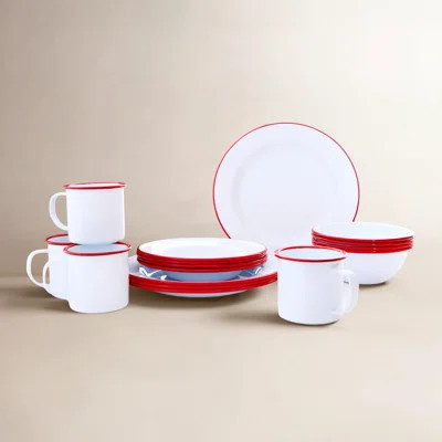 Crow Canyon Enamelware Vintage 16 Piece Dinnerware Set, Service for 4 | Wayfair North America