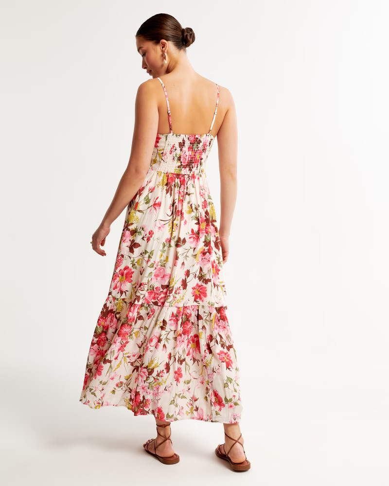 Crinkle Textured Button-Through Maxi Dress | Abercrombie & Fitch (US)