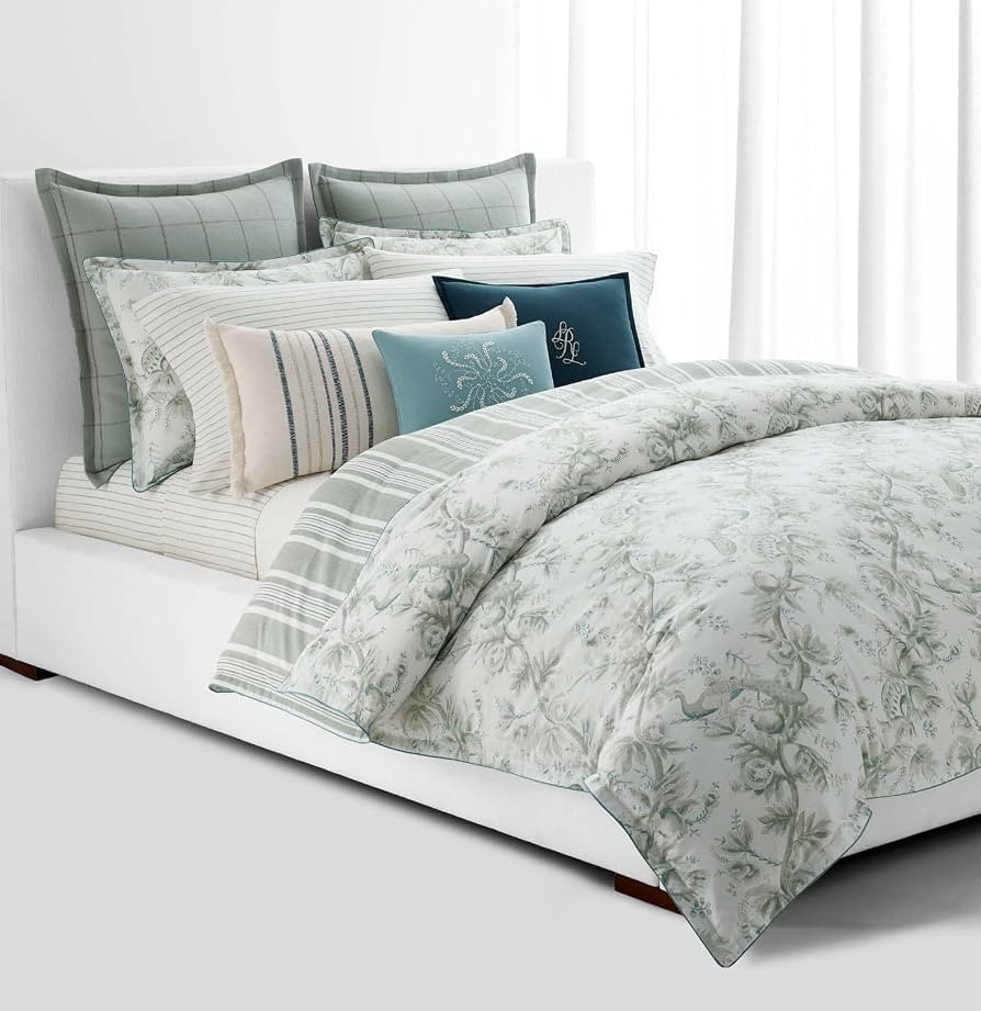 Lauren Ralph Lauren Julianne Floral Birds Toile 3-Piece Reversible Full/Queen Comforter Set in Sa... | Amazon (US)