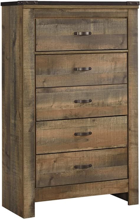 Ashley Furniture Signature Design - Trinell Chest - 5 Drawers - Nailhead Accents - Rustic Brown F... | Amazon (US)