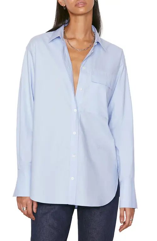 FRAME The Oversize Vacation Button-Up Shirt in Chambray Blue at Nordstrom, Size Large | Nordstrom