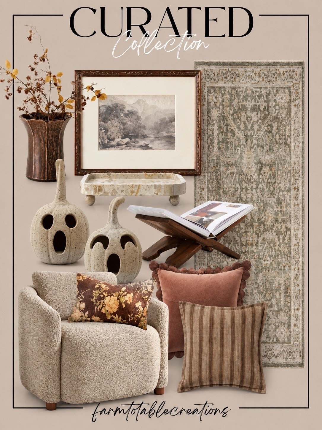 CURATED FALL HOME FINDS 🍂

Follow @farmtotablecreations on Instagram for more home finds and styling inspiration.

If you love warm neutrals, cozy textures, and timeless pieces that transition beautifully into fall, this collection is full of favorites. From the accent chair and vintage-inspired rug to the seasonal décor and layered accents, these are the kinds of pieces that make a home feel collected, inviting, and ready for the season.

#FallDecor #HomeDecor #NeutralHome #magnolia #fallstems #fallpillows #pillowcovers

#LTKHome #LTKSeasonal #LTKSaleAlert