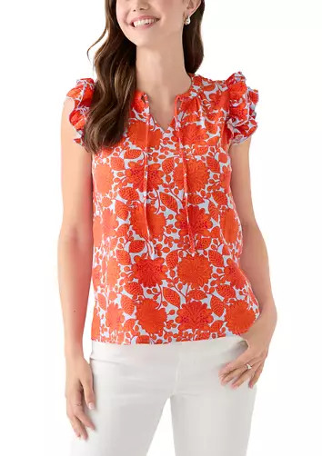 Women's Flutter Sleeve Printed Top | Belk